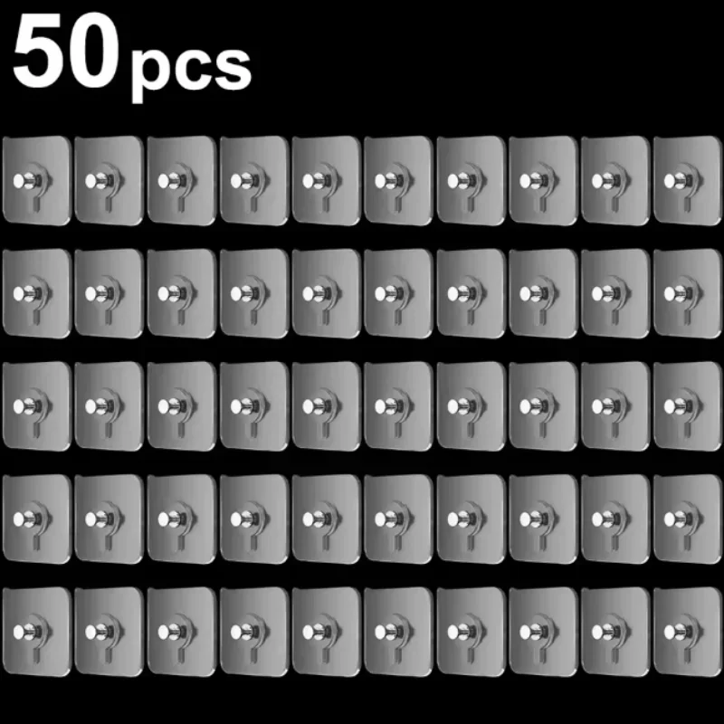 10/50 stuks zelfklevende haak sterke zelfklevende fotolijst nagels haken transparante naadloze muurhangers hangende klok