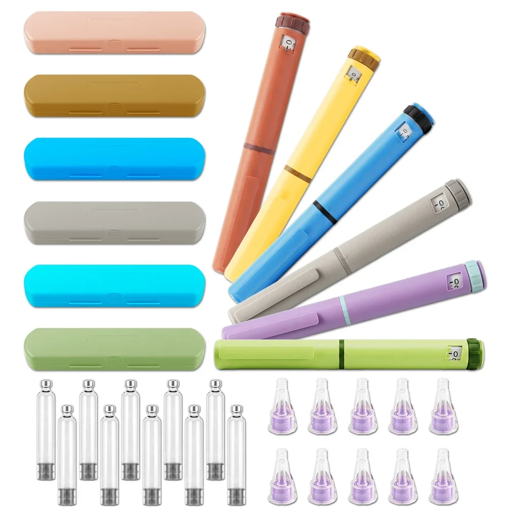 Adjustable 0-60IU V2 Insulin Injection Pen, Reusable 3ml Cartridge Peptide Dosage Control Injector Dosing Pen with Storage Case