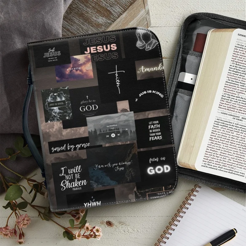 My Bible Affirmations Daily Bible Cover Personalized Print Church Bible Cover Case PU Handbags Study Book Holy Storage Boxes