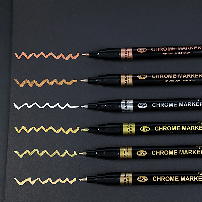 0.7mm Single Dual Tip Paint Pump Pen Liquid Mirror Chrome Marker DIY Art Projects Waterproof Ink Mirror Reflective Paint Pen