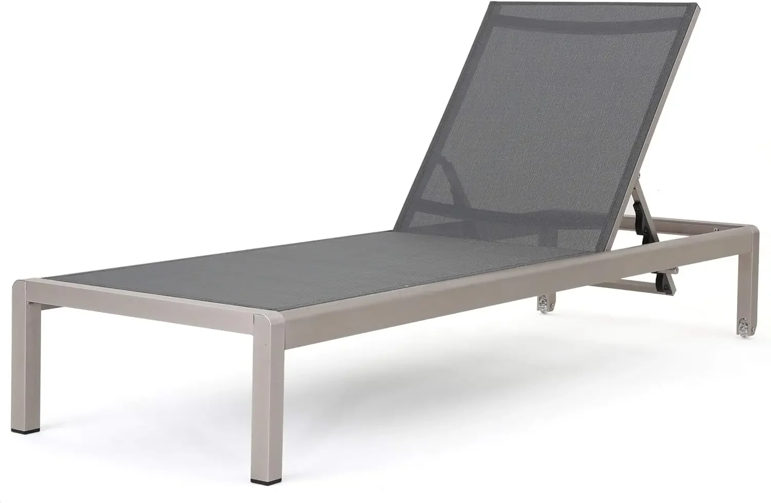 Knight Home Cape Coral Outdoor Mesh Chaise Lounge, Silver / Dark Grey