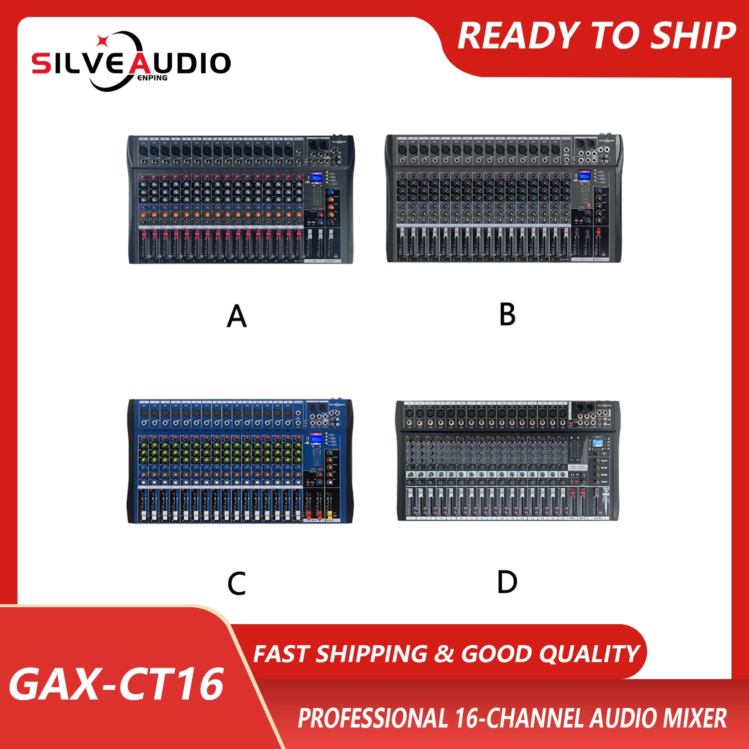 

GAXCT16 professional 16-channel mixer stage band performance conference USB with Blueteeth monitoring DJ console mixer