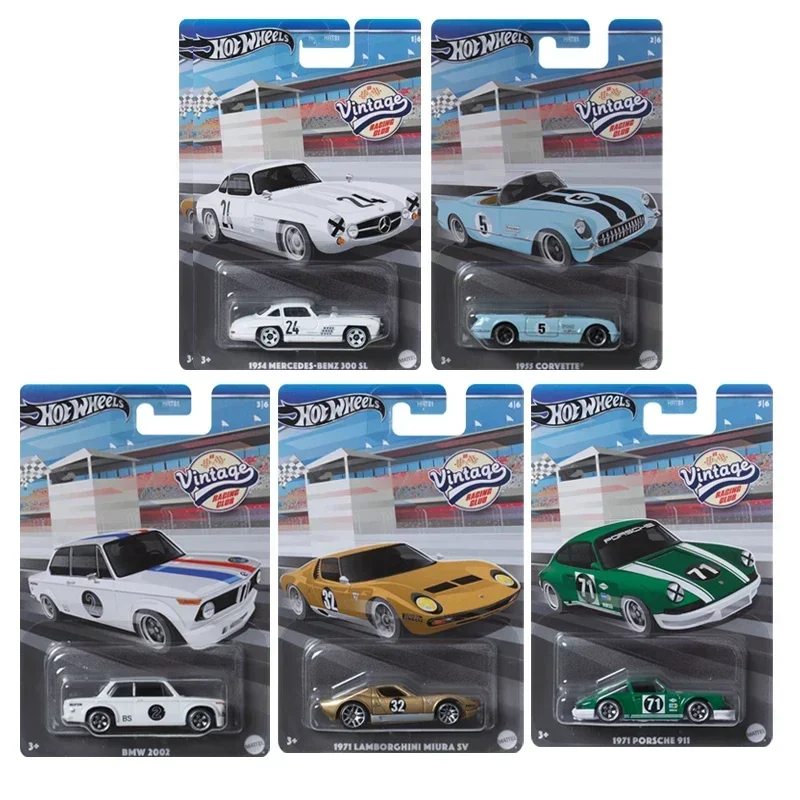 Hot Wheels-Vintage Racing Club Brinquedos para Meninos, 1:64 Diecast, Camaro, BMW, Lamborghini, Miura, Porsche 911, Veículo Corvette, Original
