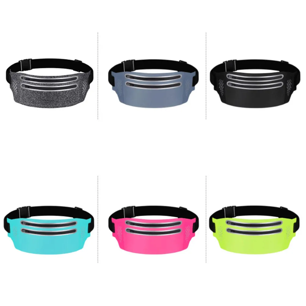 

Поясная сумка с двумя тонкими карманами на молнии, для хранения телефона на открытом воздухе, спортивная сумка для бега, из розового материала TPU, удобная посадка, регулируемая.