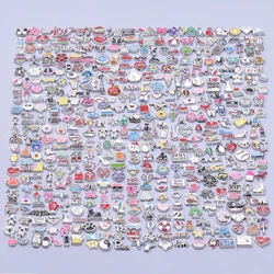 10/20/30/50pcs/Lot Random Mix Silver Color Enamel Floating Charms For Jewelry Making Supplies Fit Locket DIY Accessories Finding