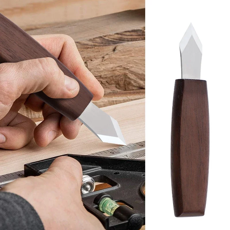 Marking Knife Double Bevel Striking Knife with CR-V Sharp Blade Wooden Handle for Woodworking Carving and Marking