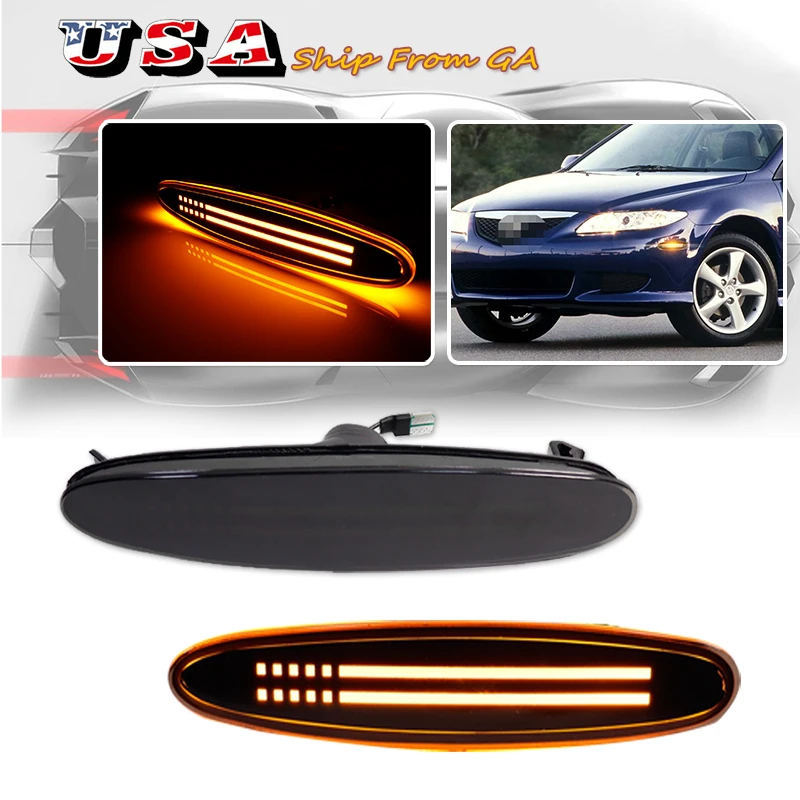 

2PCS Car Front Bumper Side Marker Lights For 2003-2008 Mazda 6 Blink Fender Turn Signal Lights 12V T10