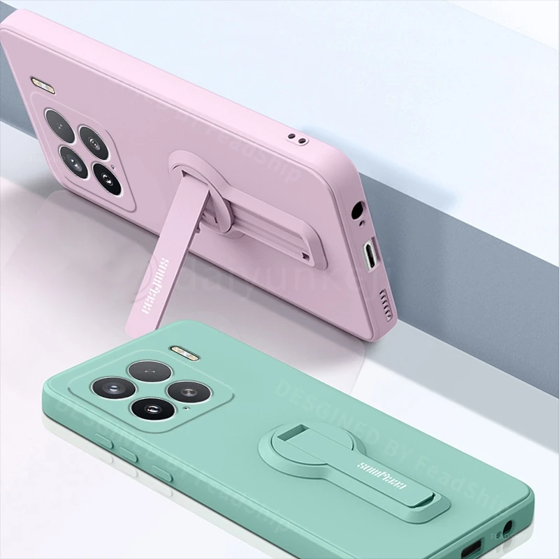 Funda de silicona para teléfono Xiaomi 15 Pro, funda de lujo con soporte para Mi Xiaomi15 Pro, soporte de cubierta suave con película de pantalla