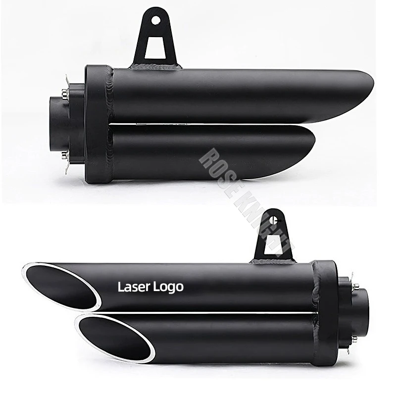 Universal 51MM Double Tube Motorcycle Exhaust Muffler Escape For Kawasaki Honda Yamaha ETC 2 Hole Exhaust Modified Accessories