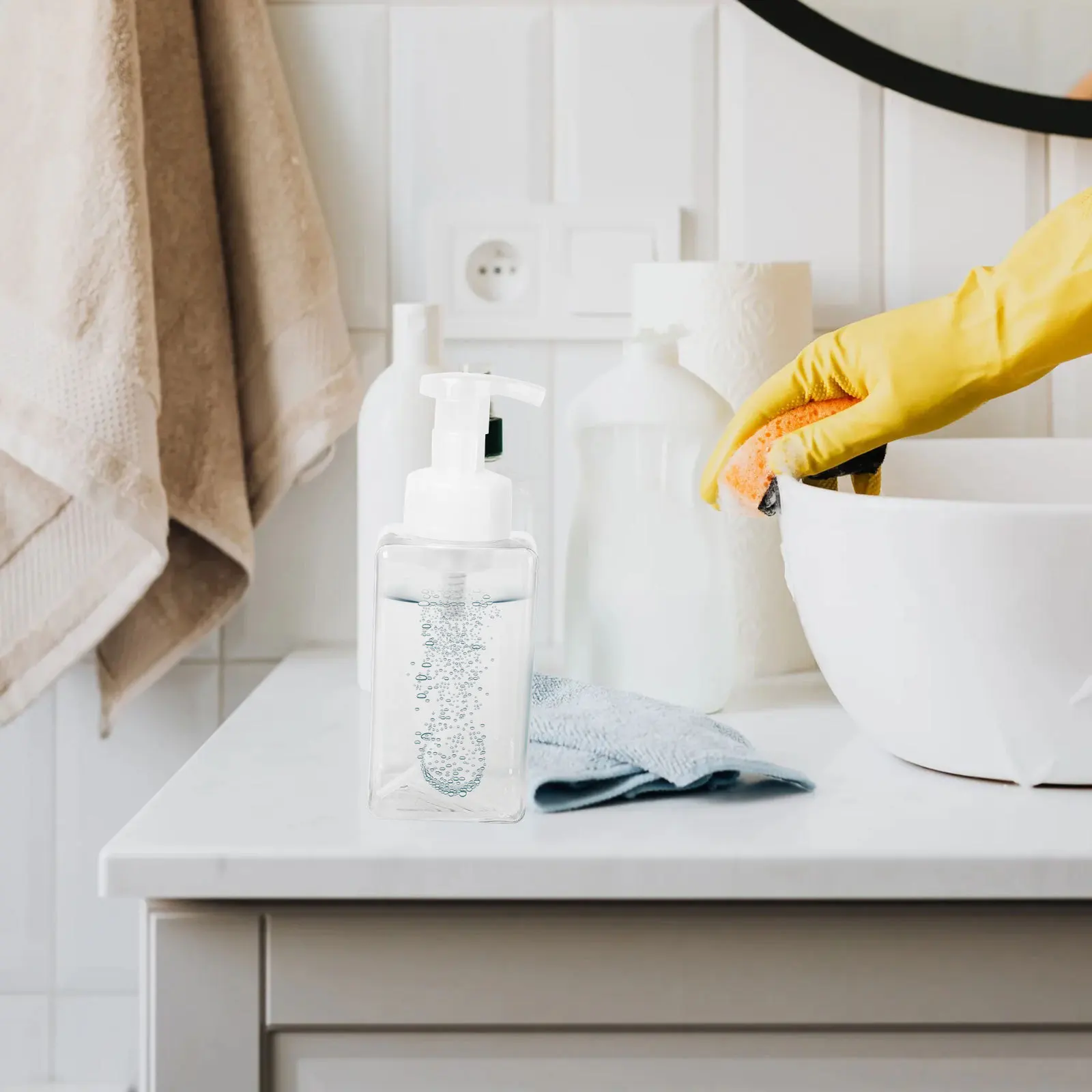 

2Pcs 450ml Foaming Soap Dispensers Liquid Hand Soap Pump Bottles Kitchen Bathroom Empty Refillable Bottle Pump-Bottles