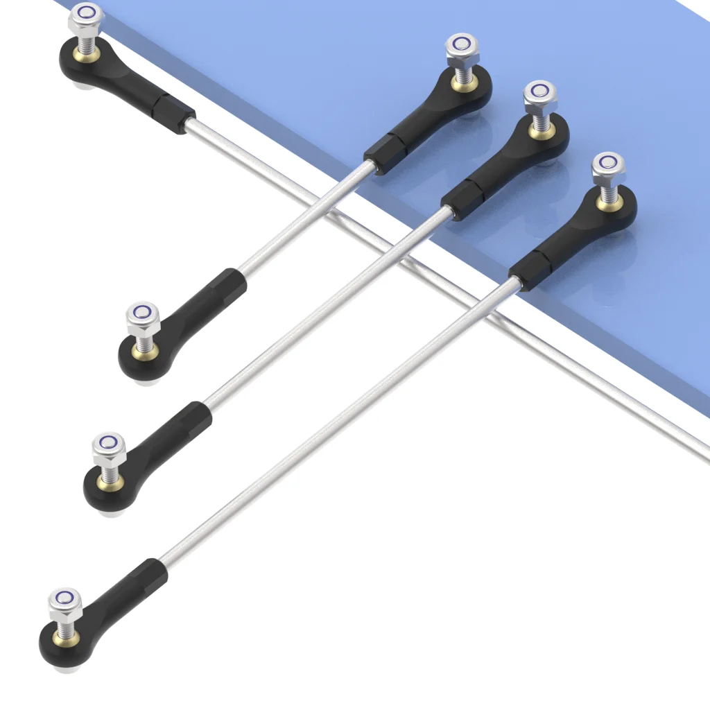 

M2.5 Plastic Ball Head Buckle + L25-300mm Metal Link Rod with Screw Nut - Adjustable Ball Joint Tie Rod Assembly for RC Models