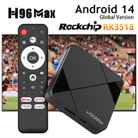 H96 MAX RK3518 TV Box Android 14 ATV TV Box 4K Wifi6 BT5.4 USB3.0 Google Voice Assistant Media Player Set Top Box 2G/8G 2G/16G