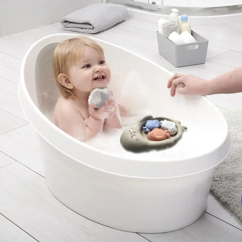 몰드 없는 목욕 장난감 4개, 욕조 물놀이 장난감, 유아 교육용 동물 모양 학습 활동, 유치원 남아 및 여아용
