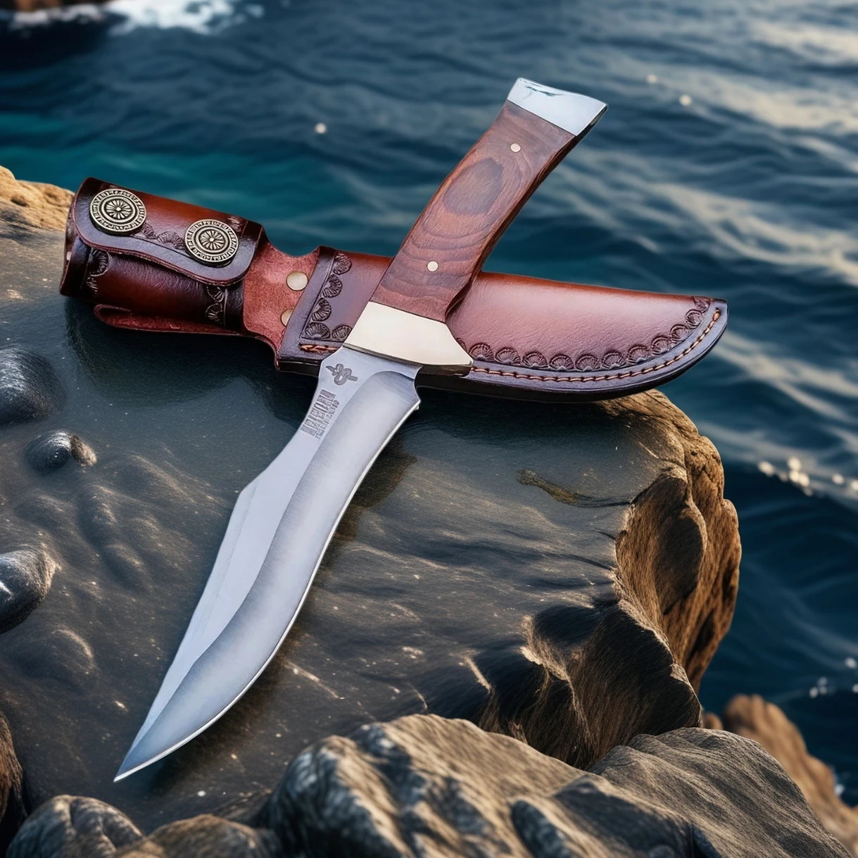 

Outdoor Wilderness Knife 7CR13MOV Blade Wood Handles Tactical Hunting Knife Pocket Knife Portable Camping Edc Tools with Sheath