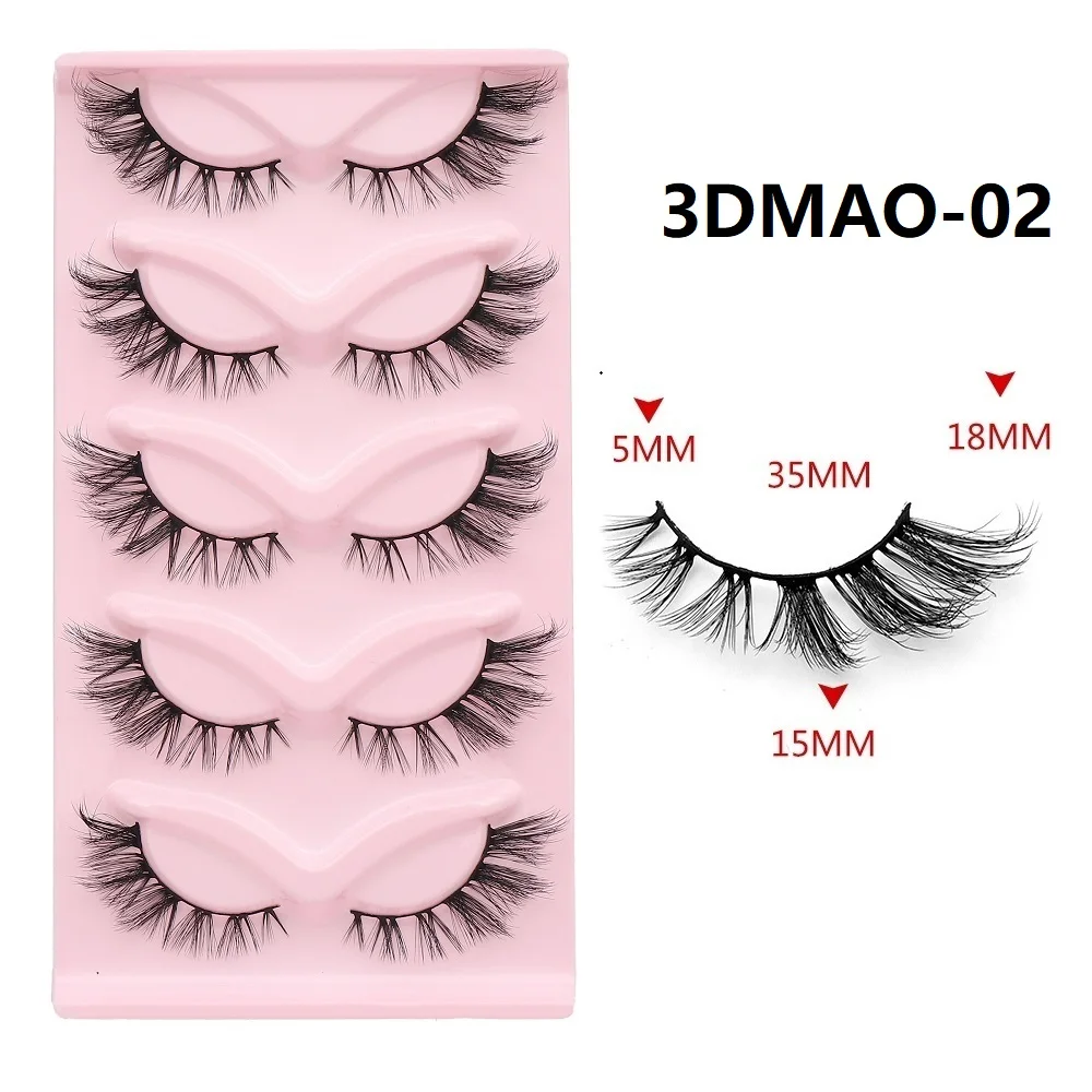 5 pares de pestañas postizas 3D Cat-Eye Fox Series de imitación de visón, accesorios de peluca de volumen largo elegante para mujer