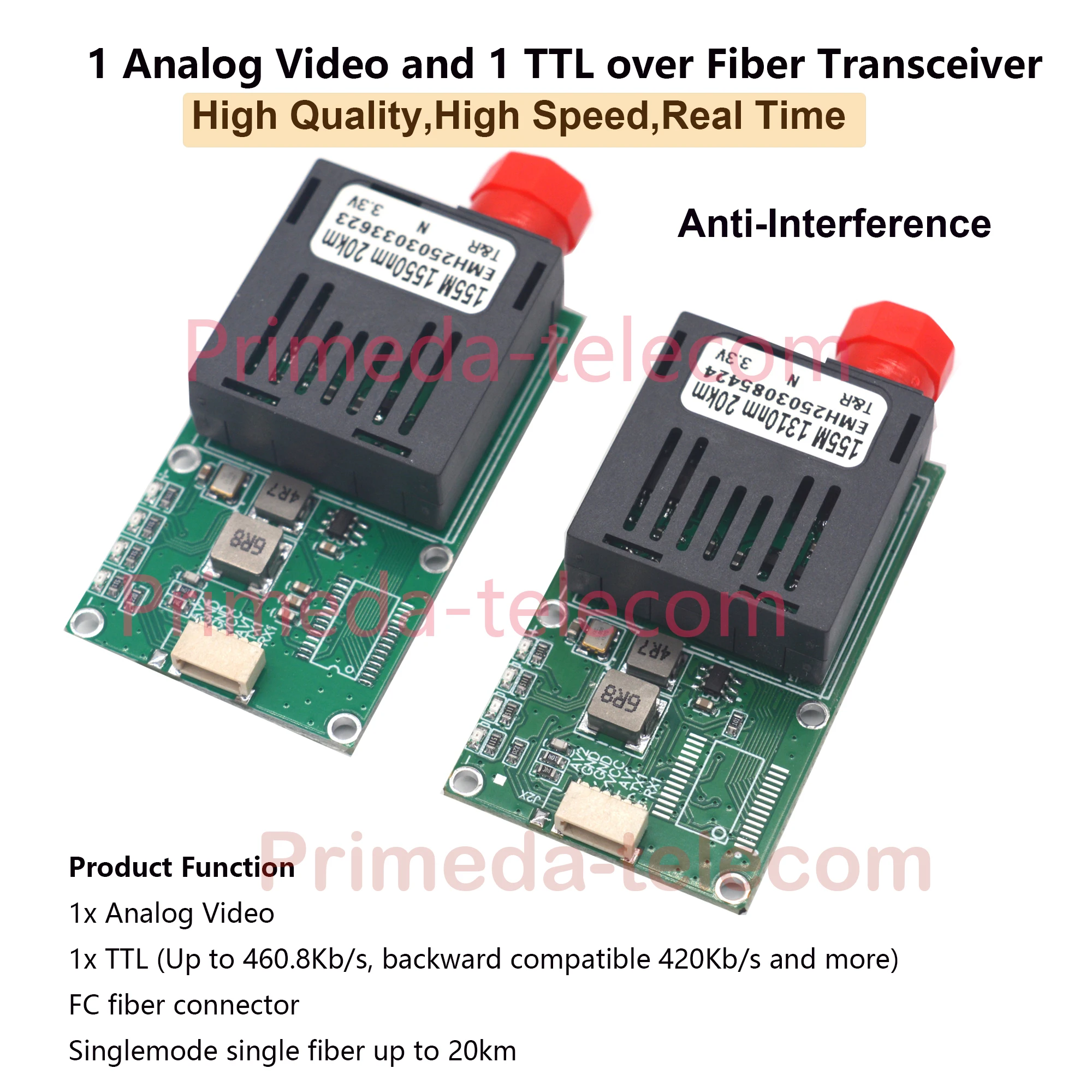 High Quality FPV Optical Modules 1 CVBS Analog Video 1 TTL UART SBUS over Fiber Optic Extender TX 1310nm/RX 1550nm For Drone