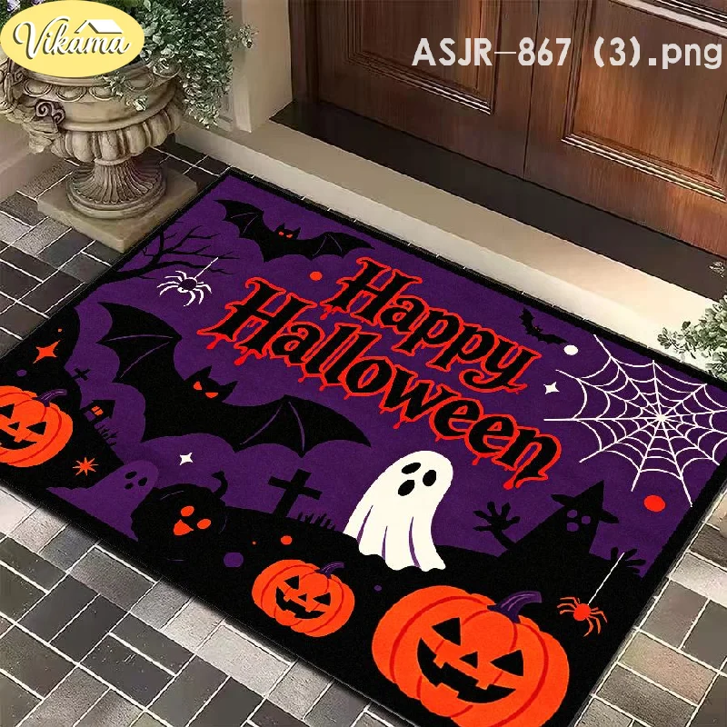 VIKAMA Halloween Welcome Doormat—Noise-Reducing, Comfortable Balcony, Entryway, and Laundry Room Rug for Home and Decor