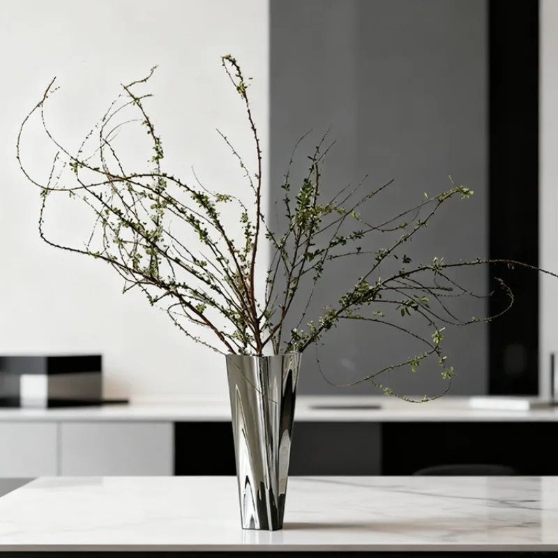 Nordic style simple stainless steel vase, hotel home bedroom living room dining table flower arrangement soft decoration