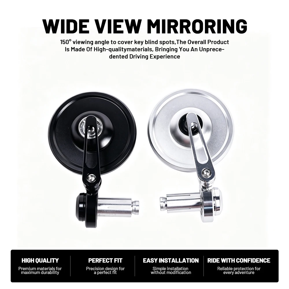 Motorcycle Rearview Mirror Blue Anti‑Glare Wide‑Angle Lens Aluminum Alloy Expander Fix Universal Motorbike Mod Mirror Kit 6
