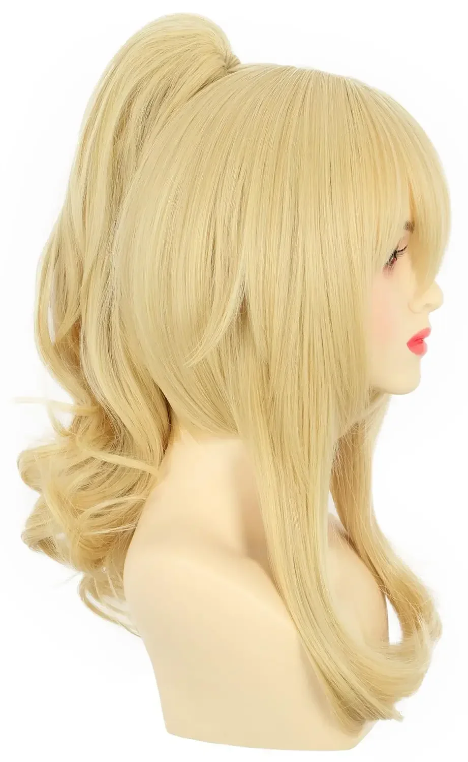女性のための金髪のポニーテールのかつら,プリンセスのかつら,ピグテール,ハロウィーンの衣装,アニメのコスプレ,人工毛,女の子のためのパーティー
