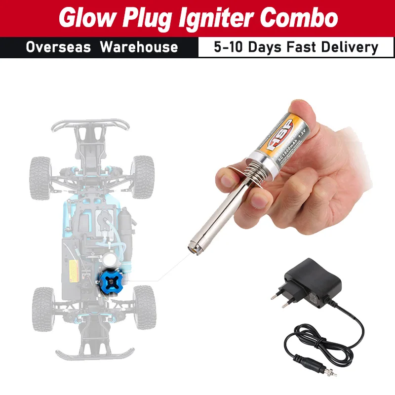 Portable Nitro Kit Glow Plug Igniter w/ Battery Charger Combo for HSP RedCat Nitro Powered 1/8 1/10 RC Car Glow Plug Igniter