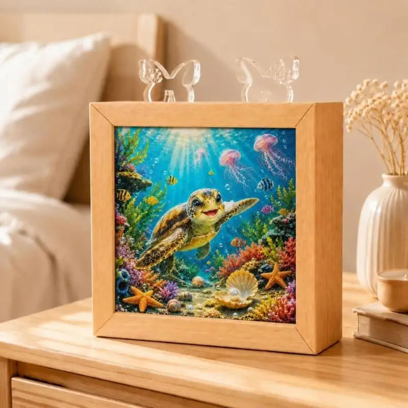 DIY Puzzle Lamp with Warm LED Lighting and Wooden Display Frame 55KF