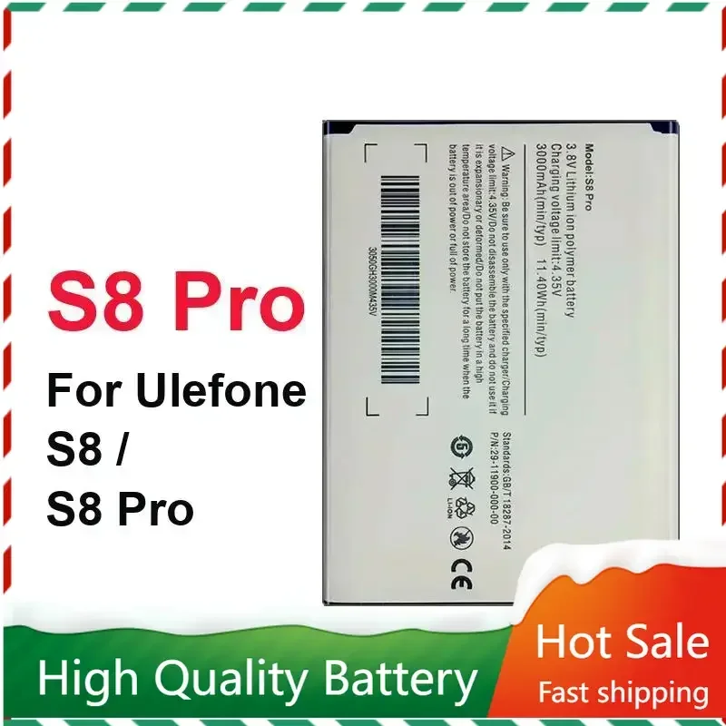 

Новый сменный аккумулятор 3000 мАч для Ulefone S8/S8Pro Pro 5,3 дюйма MTK6737 MTK6580, аккумуляторы для смартфонов, гарантия на аккумулятор