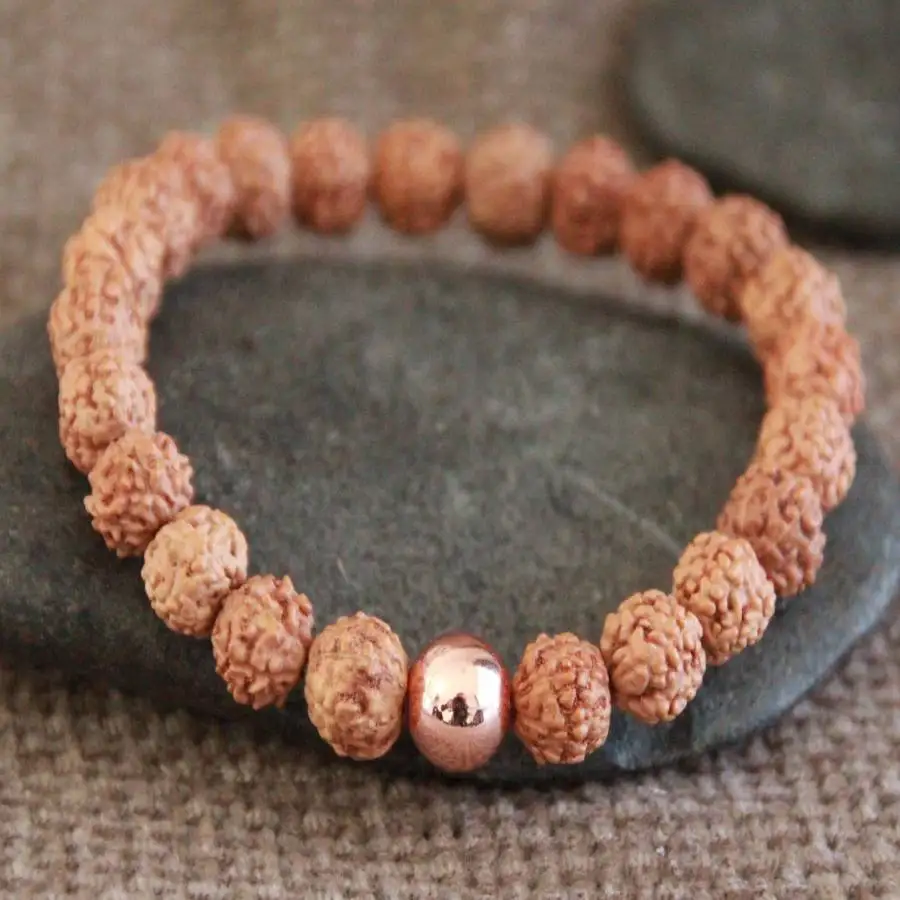 

Handmade Rudraksha bead bracelet,men's cuff button bracelet,Ramadan prayer bead,women's meditation,holiday gift,daily wear