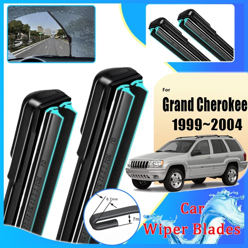 

For Jeep Grand Cherokee 1999~2004 WJ WG MK2 Double Rubber Front Wiper Blades Window Windshield Brushes Car Accessories 2003 2002