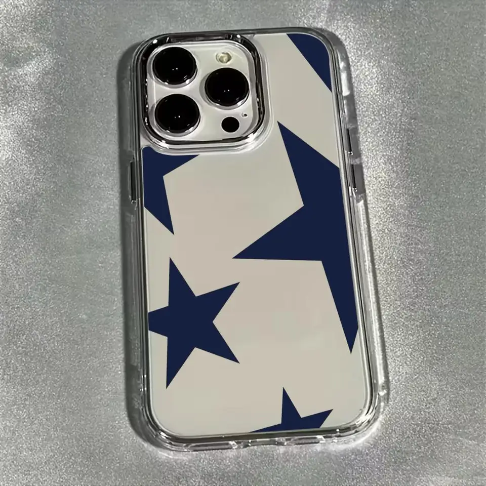 Funda de silicona a prueba de golpes con patrón de estrella de cinco puntas para iPhone 17 Air 16 14 15 Pro Plus 13 12 11 Pro Max 16e 2