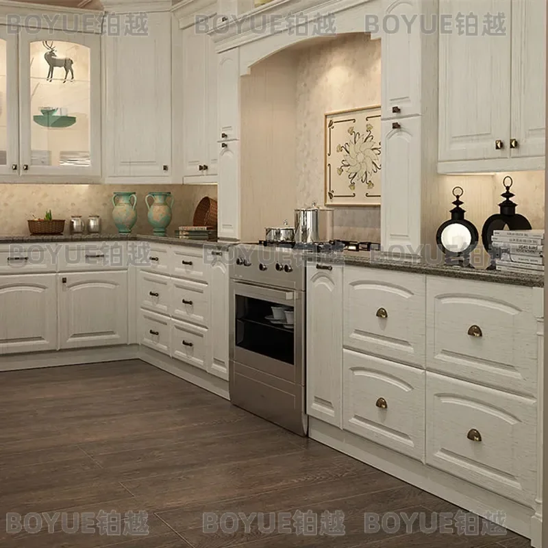 Custom All Aluminum Quartz Stone Countertop Cabinet Simple White European Skin Feel Living Room Kitchen Storage Furniture