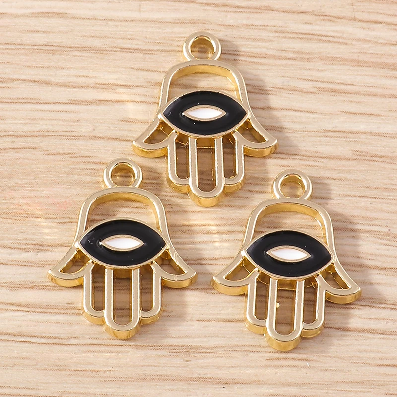 10 Stück 15x19mm Niedliche Emaille-Anhänger in Form von Handflächen und Augen für die Schmuckherstellung, Ohrhänger, Armbänder, Halsketten, DIY-Bastelzubehör – Detail 9