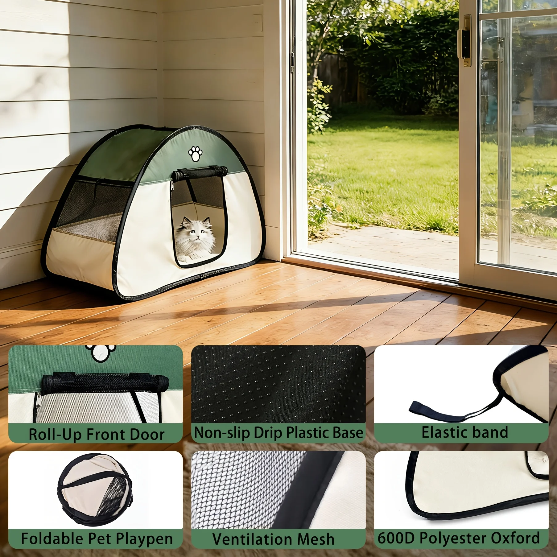 

Triangle Rice Ball Shaped Nest Cozy Breathable Cats Small Dog Mosquito Resistant Stable Structure Indoor Outdoor PResting House