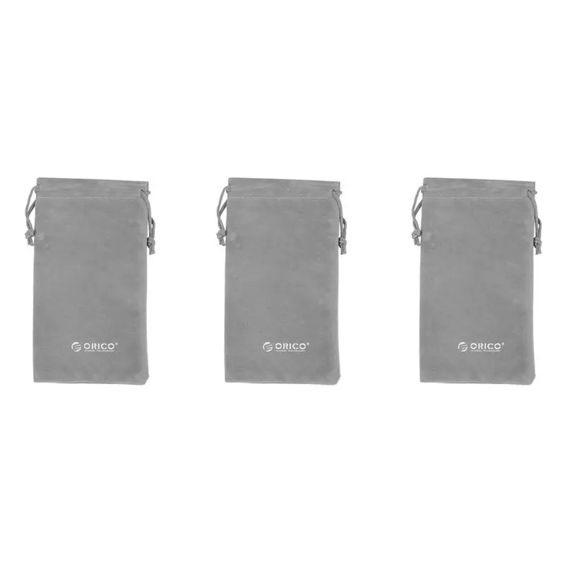 3X Orico 180X100mm Mobile Phone HDD Gray Bag Storage For USB USB Cable Power Bank Phone Storage Box Case