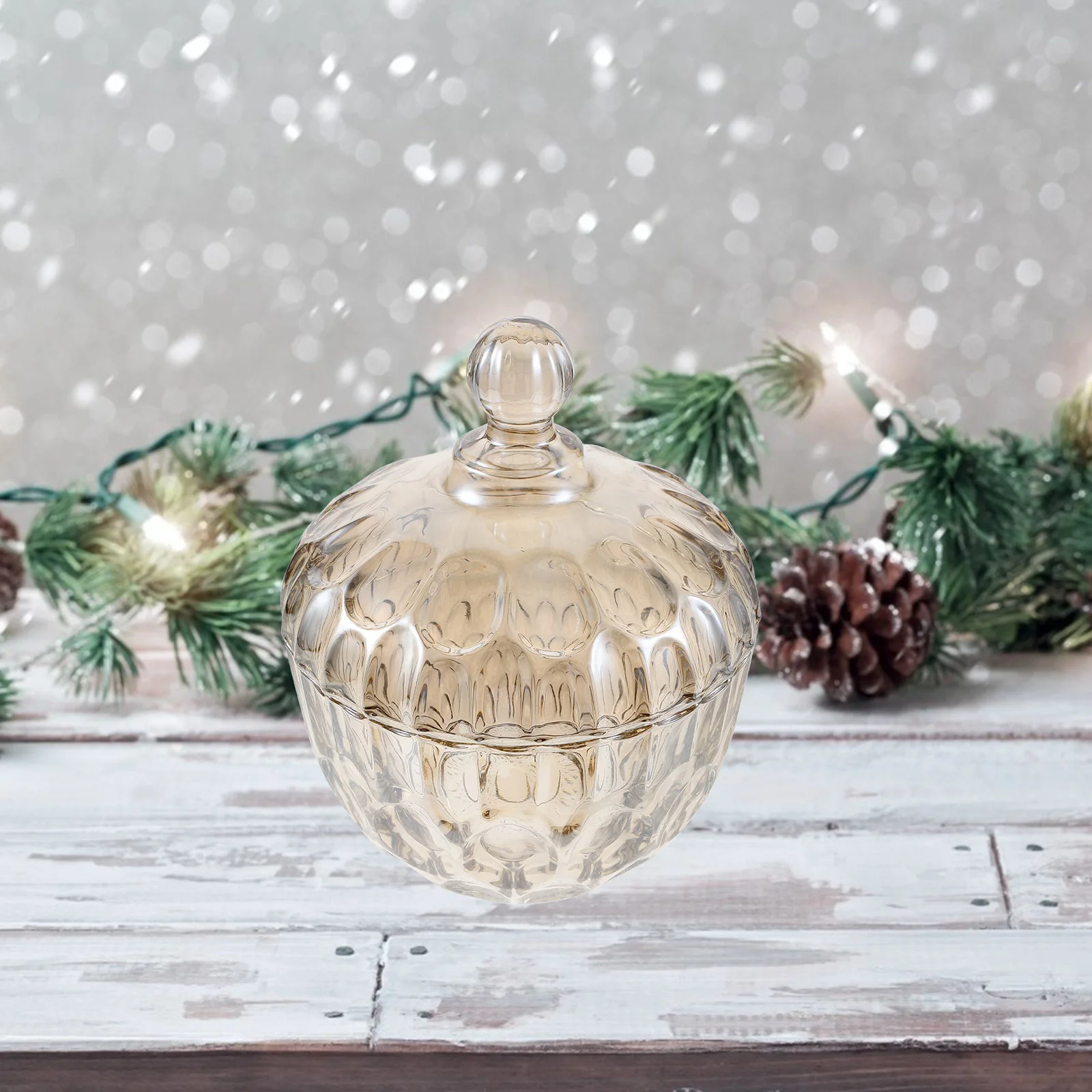 

Embossed Glass Candy Jar Small Portable Size Storage Container for Candy Cookies Tea Dried Fruit Snacks Embossed Glass Jar