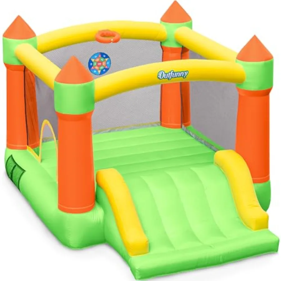 

Green Inflatable Bounce House with Slide for 3-8 Years Old Outdoor Indoor Use 8x8 Bounce Area 400 lb Capacity