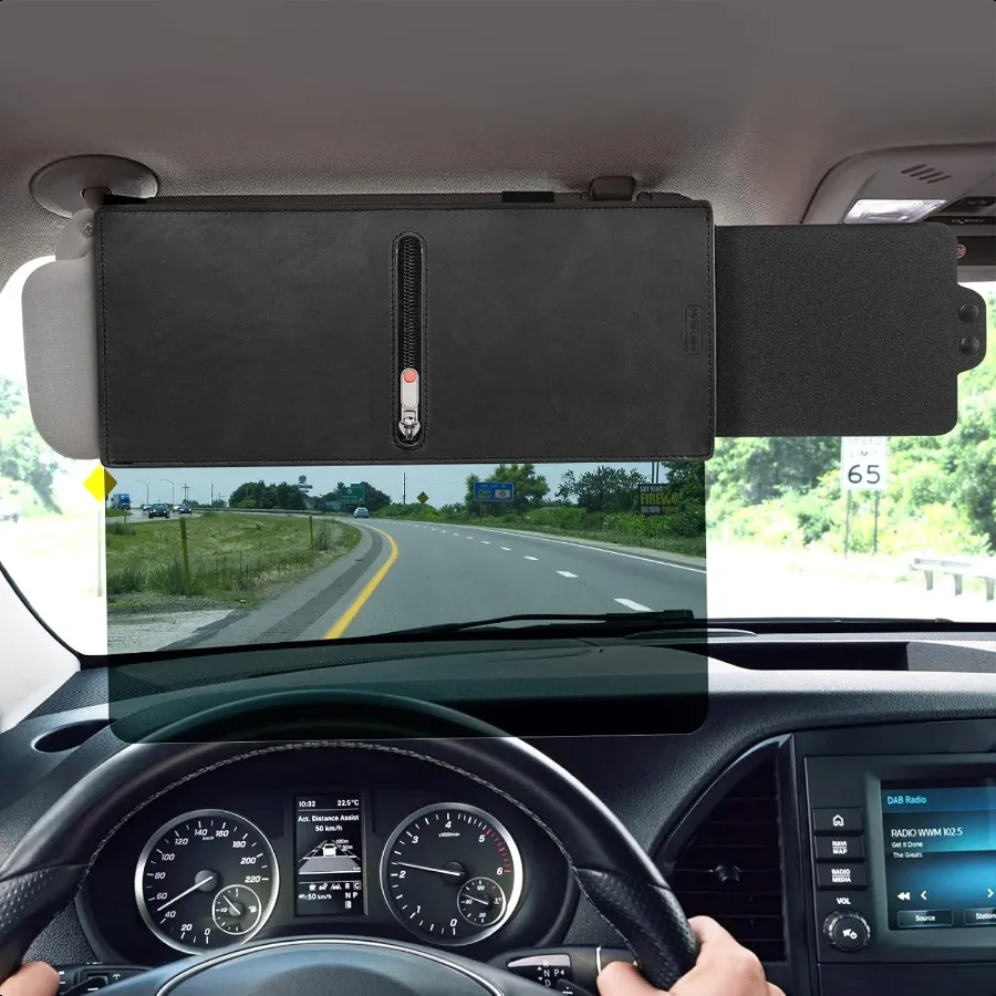

Veharvim Polarized Sun Visor for Car with Zipper Slider Upgraded UV400 Car Sun Visor Extension with PC Lens and Side Sunshade A