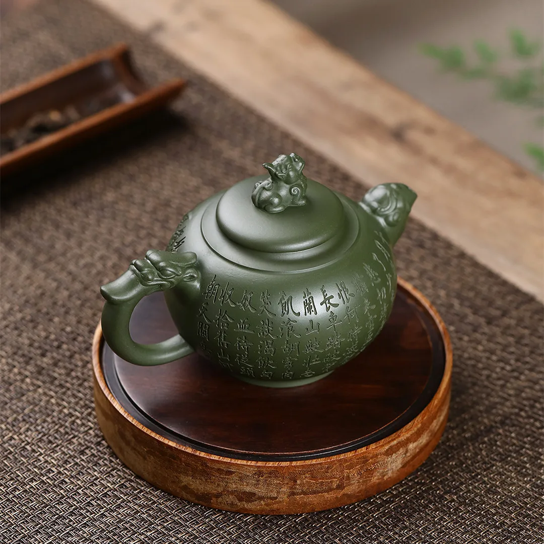 High Quality Ore Green Mud Handmade High-Grade Teapot Teaware Gifts