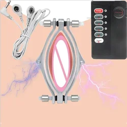 Electric Shock Labia Clip Clitoris Stimulator G-Spot Spreader Clamps Vagina Masturbation Sex Toy for Woman Couples Flirting 18+