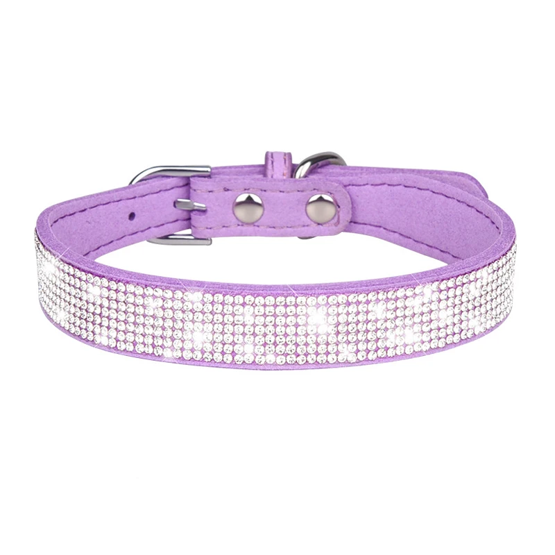 Personalized Rhinestones Dog Collar  PU Leather for Small Dog Puppy Chihuahua Pink Pet Strap Necklace Pet Accessories