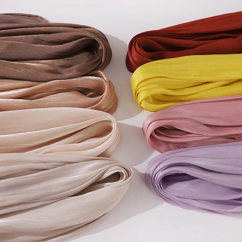 وشاح رأس نسائي إسلامي بطيات جزيرة من الحرير اللامع وشاح طويل من القماش قابل للتنفس رائع لتغطية التواضع