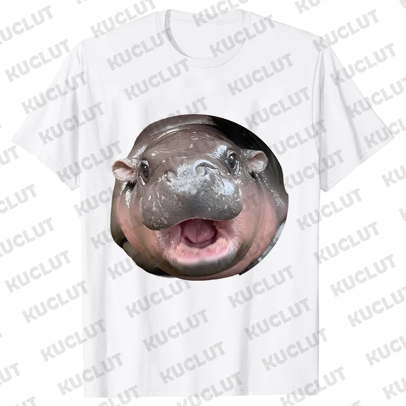 Moo Deng cerdo hinchable en Tailandia bebé hipopótamo Khao Kheow camiseta abierta del zoológico divertido Moo Deng camiseta de algodón de manga corta para hombres