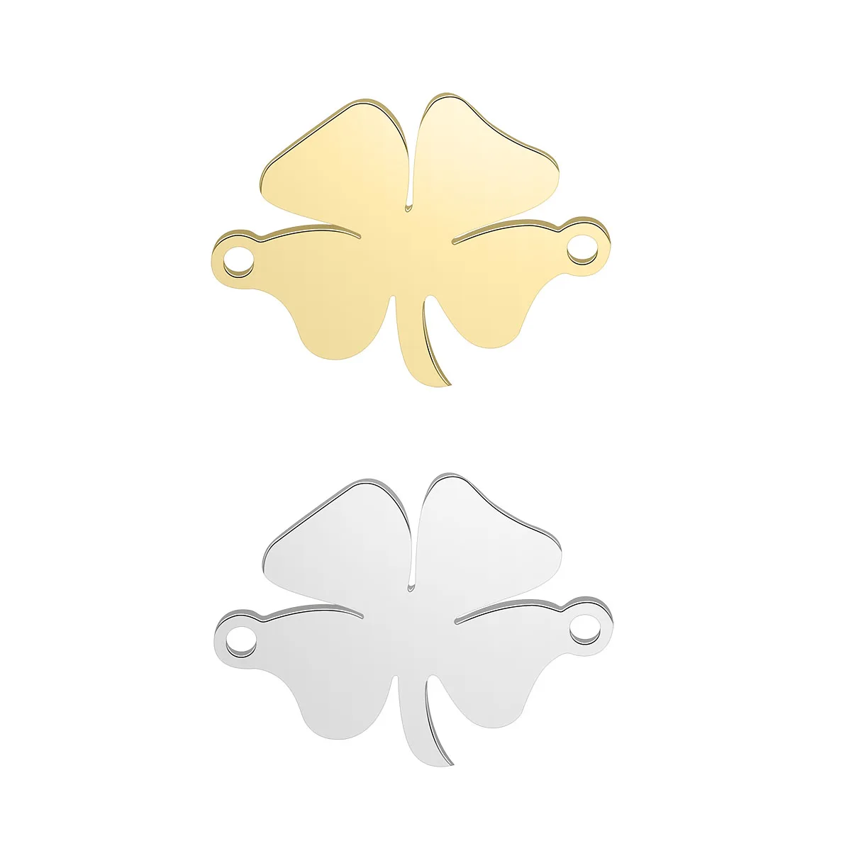 5Pcs Stainless Steel Four Leaf Lucky Clover Flower Plant Connectors Necklace Charms for DIY Jewelry Making Bracelets Accessories