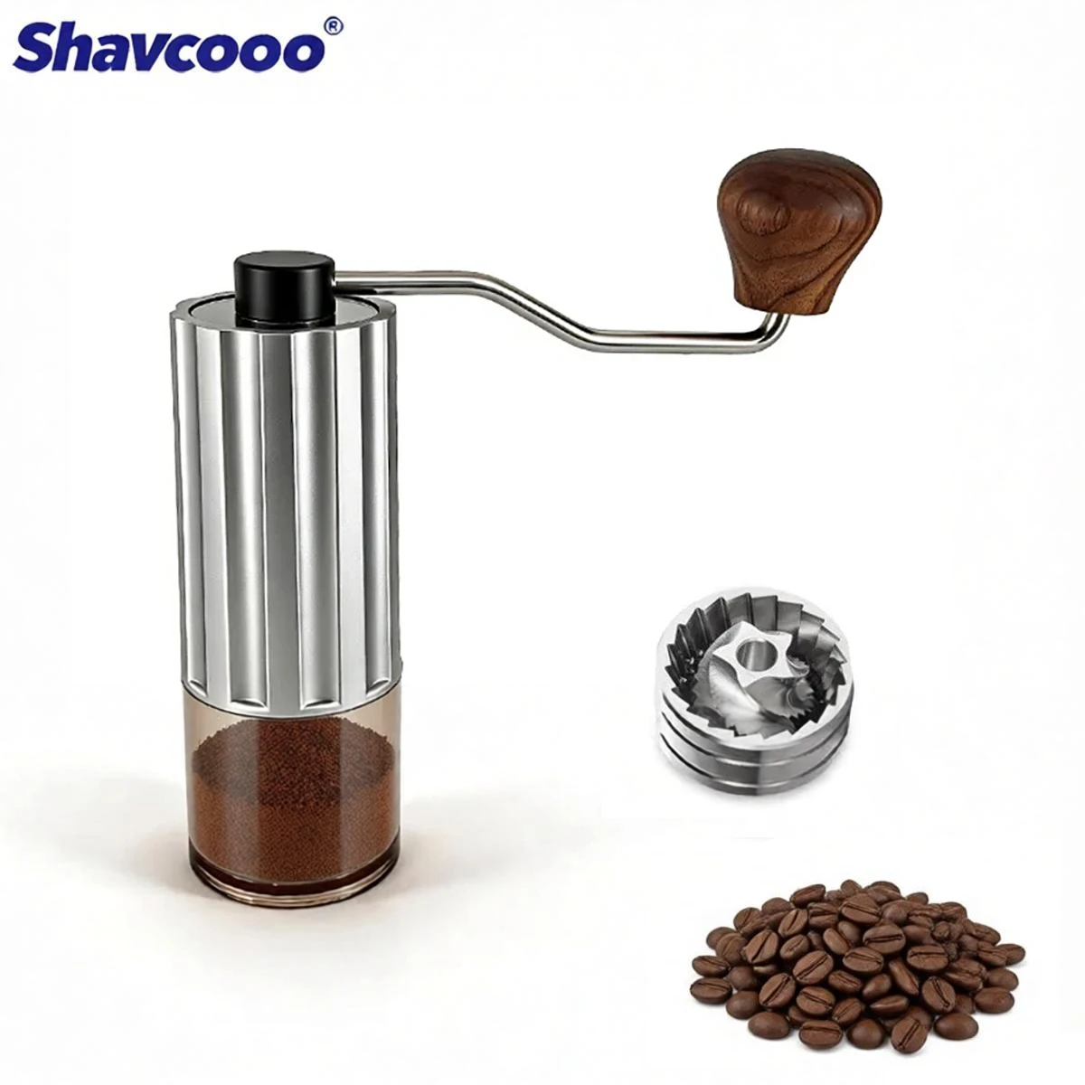 CG101 Portable Manual Coffee Bean Grinder Stainless Steel Hand-Cranked Powder Maker Home & Outdoors Use Handheld Grinding Device