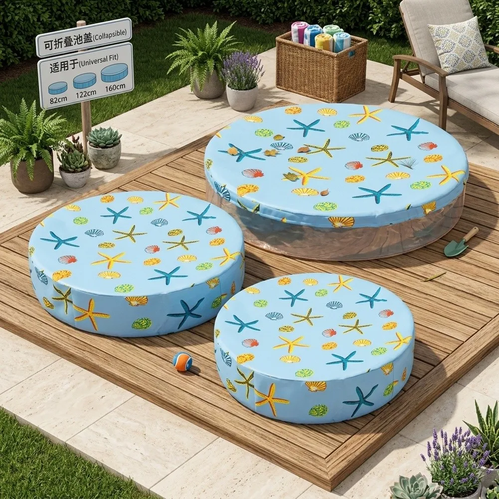 32/48/63 Inch Dog Pool Cover Foldable Round Pool Cover Pet Swimming Pool Covers Waterproof Dustproof Round Bathtub Cover