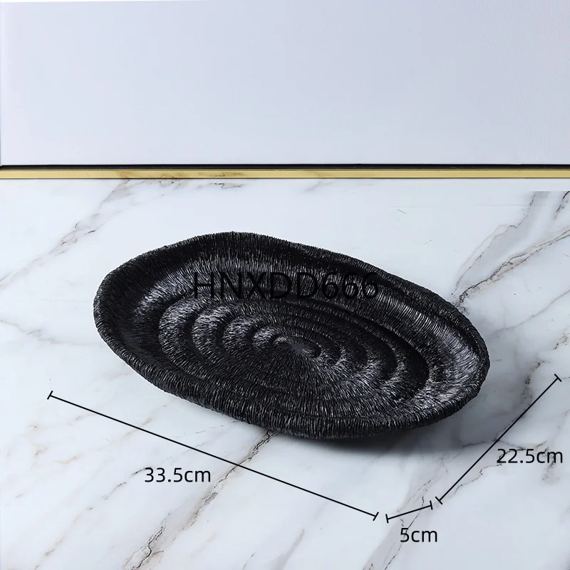 

Creative Resin Crafts Oval Tray Fruit Dish Coral Print Snack Plate Desktop Storage Container Home Decoration Accessories