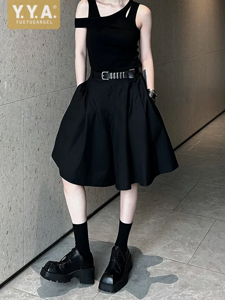 

Женские летние однотонные повседневные свободные брюки-шорты с высокой талией, дизайнерские, с широкими штанинами, модные, элегантные