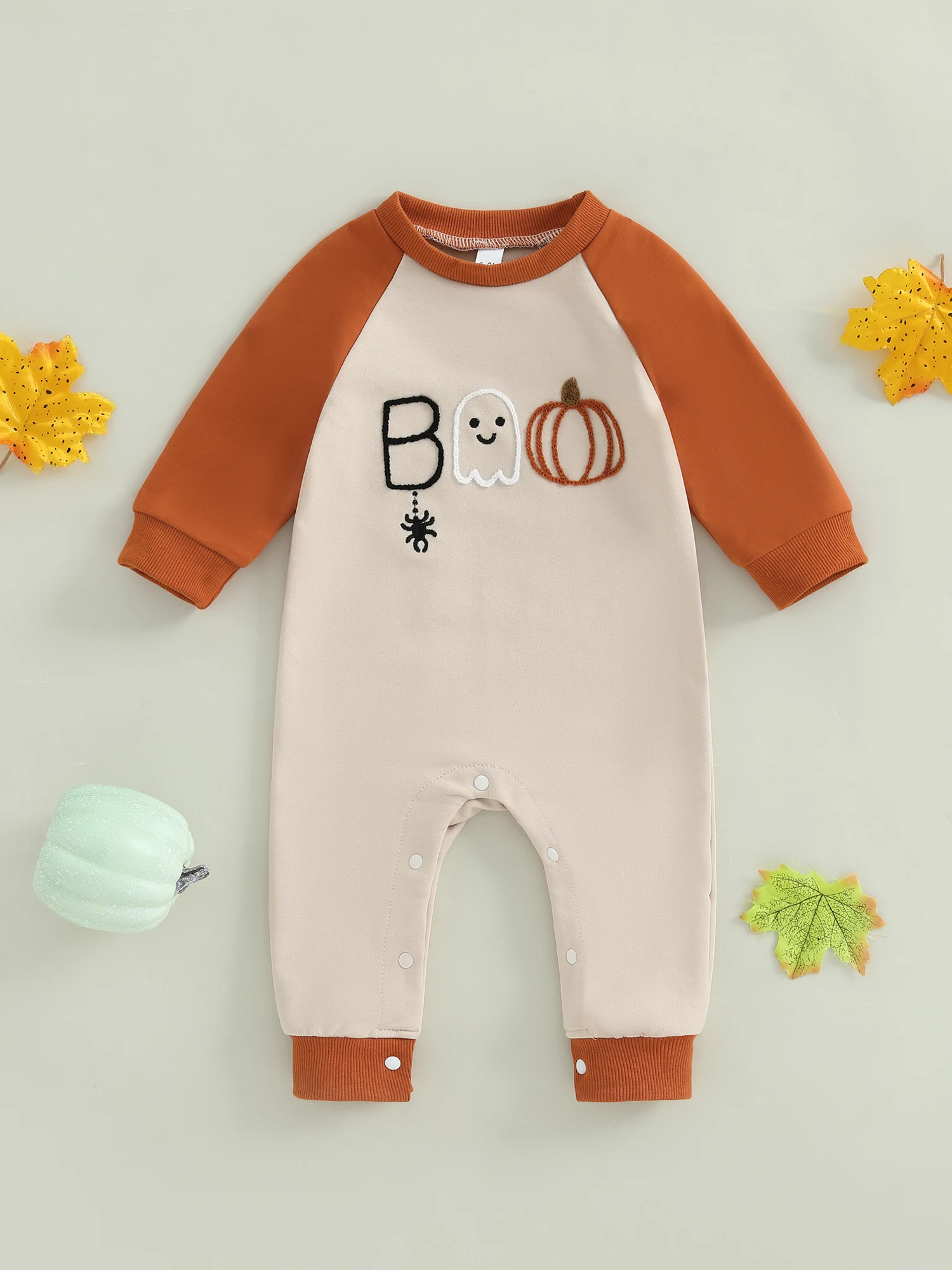 

Infant Halloween Costume Bat Witch Hat Spider Web Embroidery Long Sleeve Romper Jumpsuit for Autumn Festival