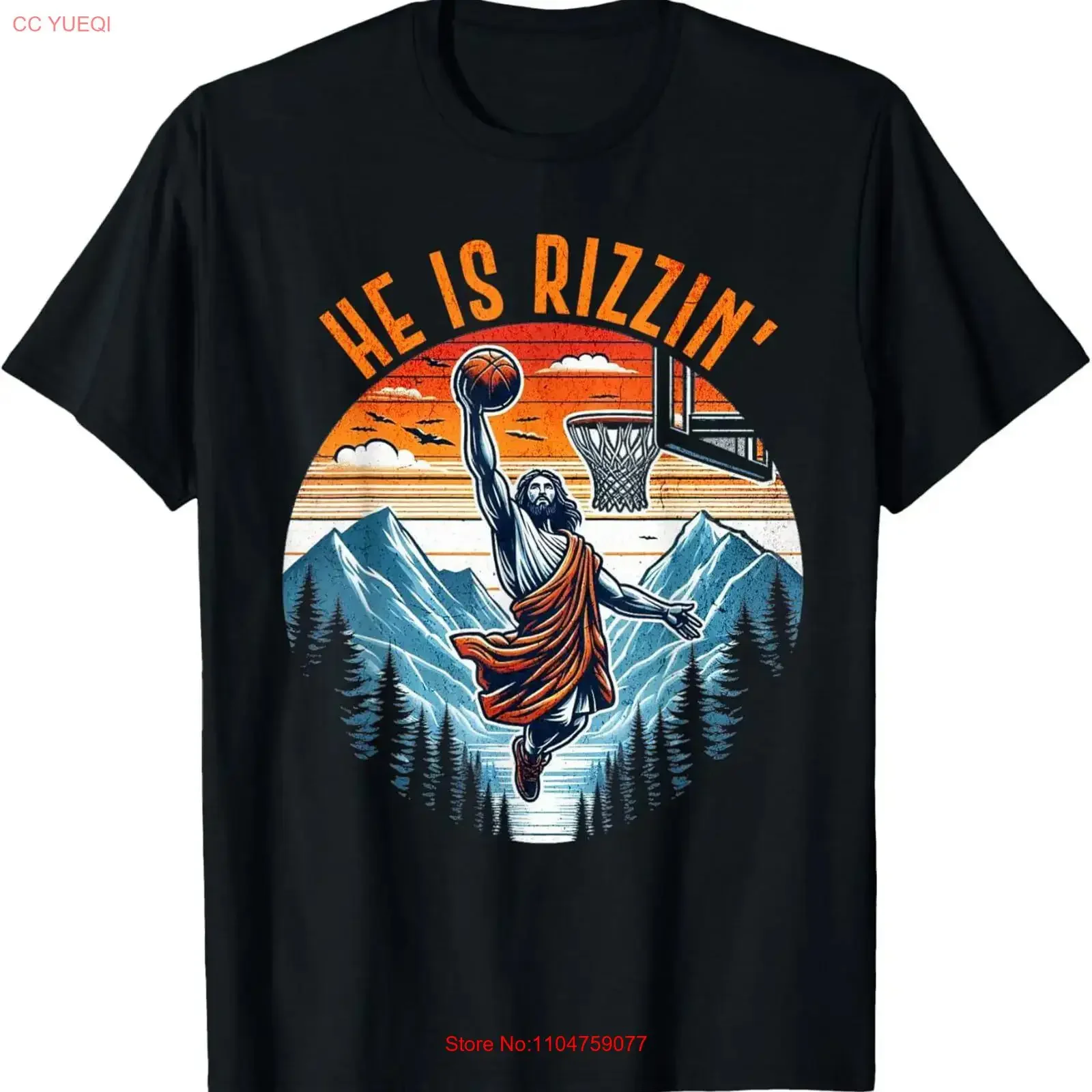 Funny He Is Rizzin Jesus Basketball Meme Easter T Shirt S 5XL vintage Washed Unisex Comfortable graphic Versatile Casual