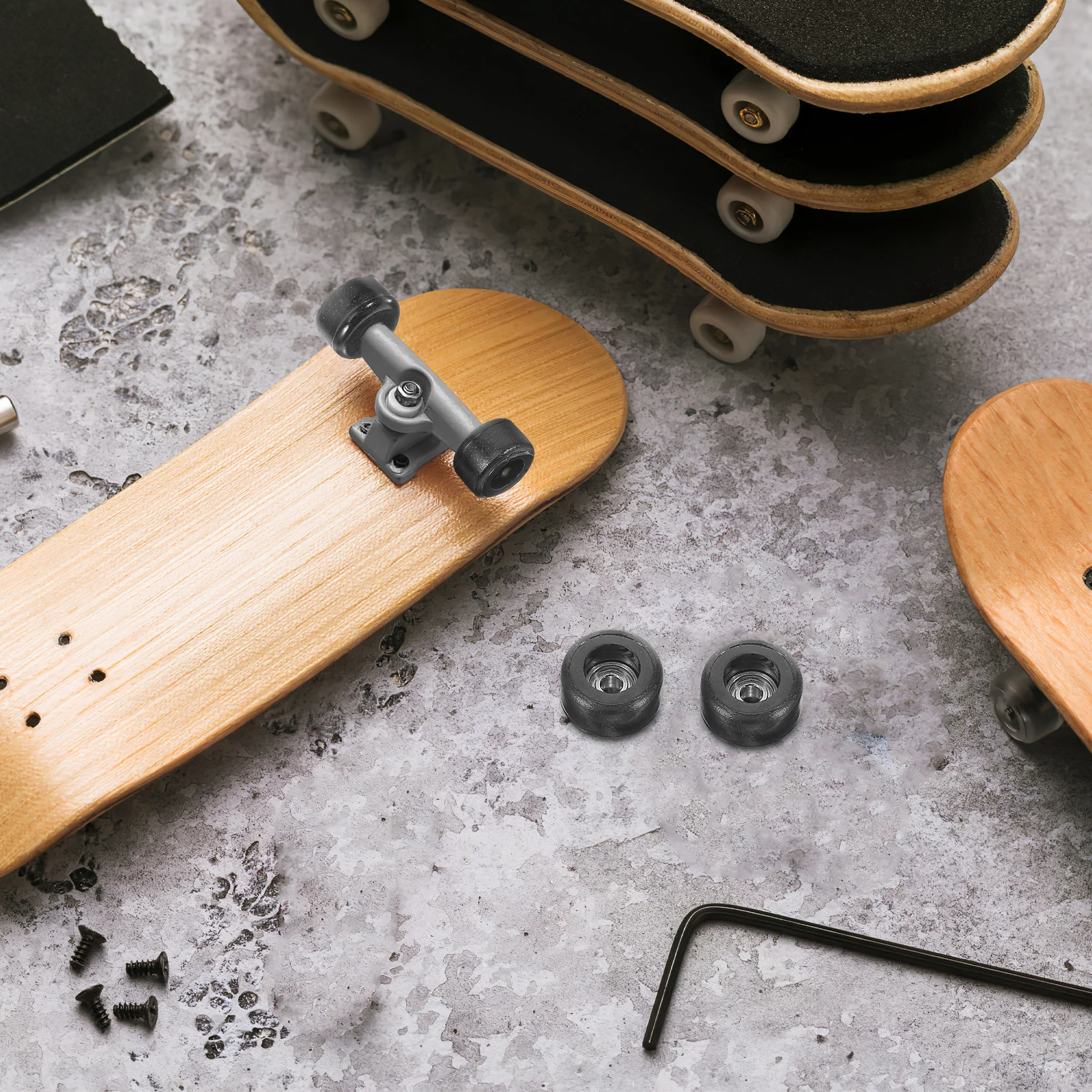 

4 Pcs Skateboard Wheel Stainless Steel Toy Portable Sports Model Roller Fun Portable Finger Toys Keychains